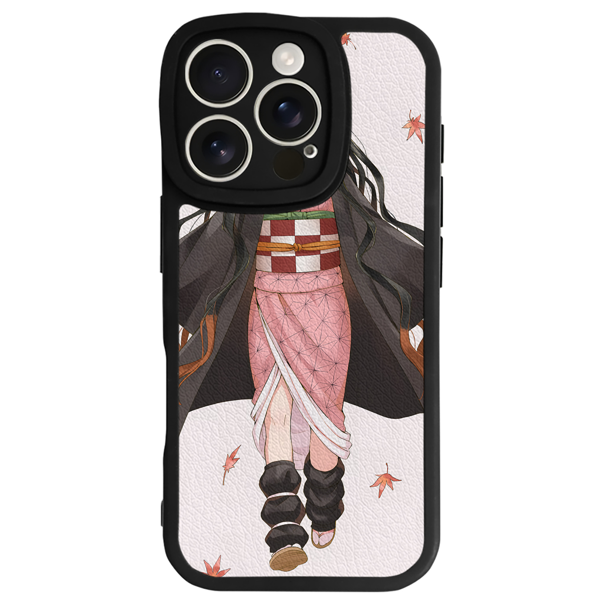 （画像用） 鬼滅の刃（きめつのやいば）竈門 禰󠄀豆子／かまど ねずこ Kamado Nezuko 【iPhone 16シリーズ対応】シリコンスマホケース（レザー調） 材質：シリコン